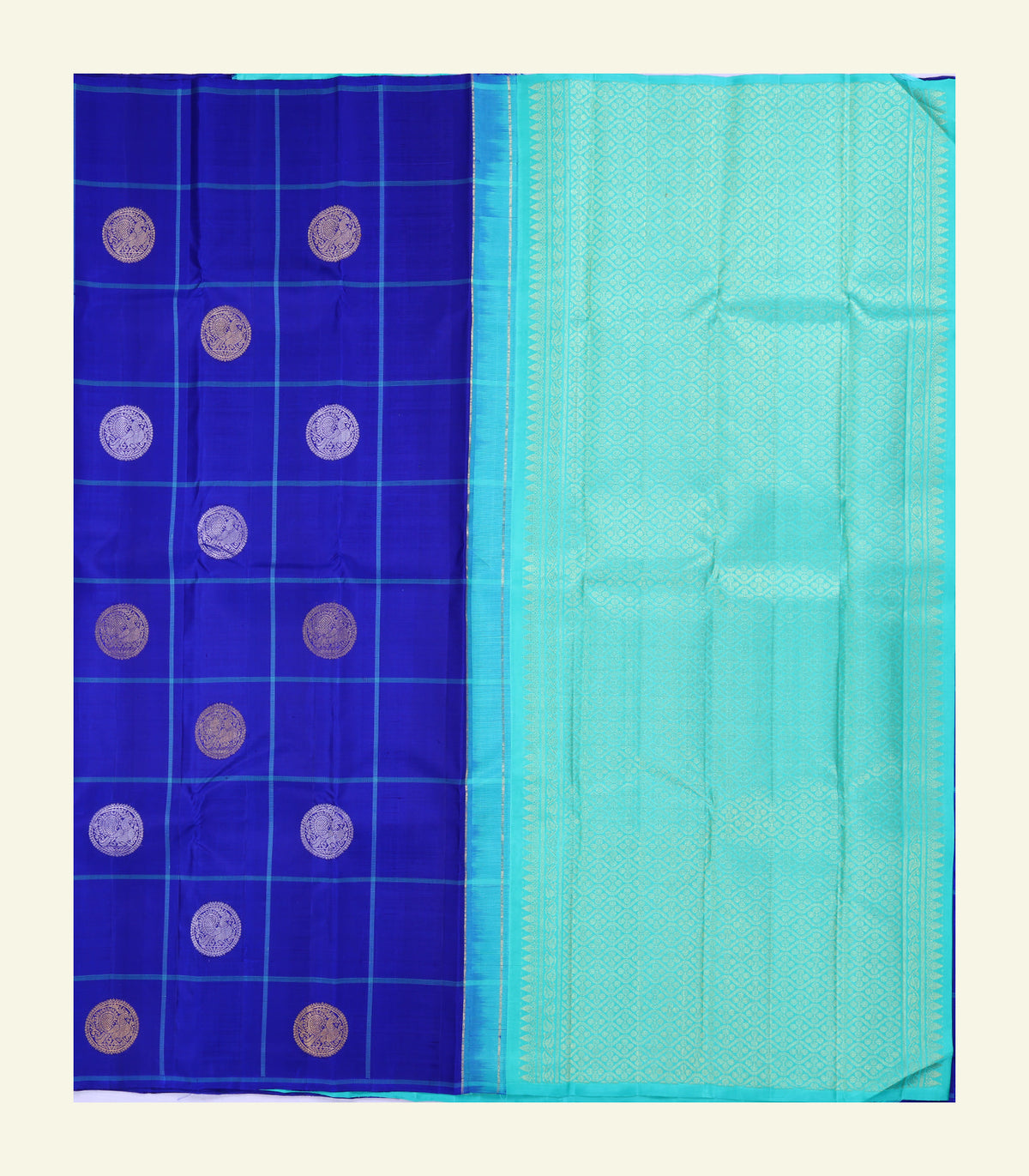 Blue Checkered Handloom Silk Saree