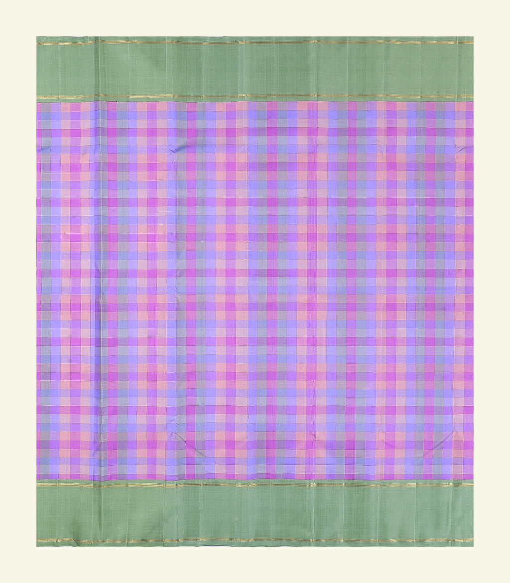 Multicolour Checkered Handloom Silk Saree