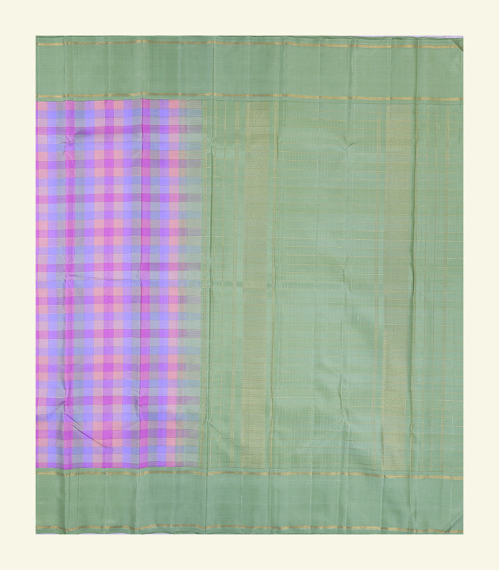 Multicolour Checkered Handloom Silk Saree