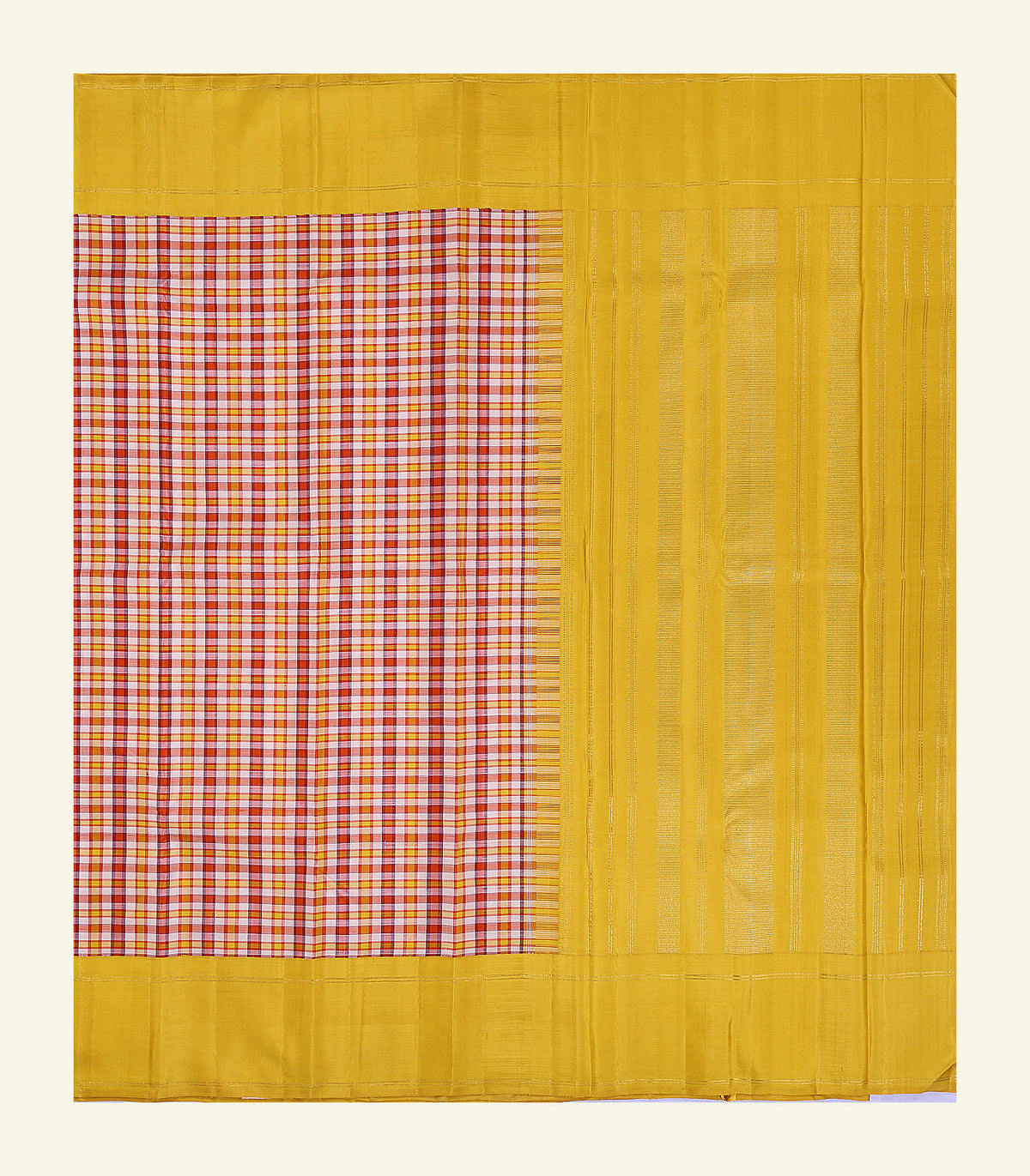 Multicolour Checkered Handloom Silk Saree