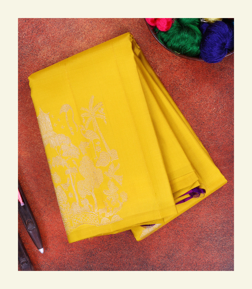 Yellow Handloom Silk Saree
