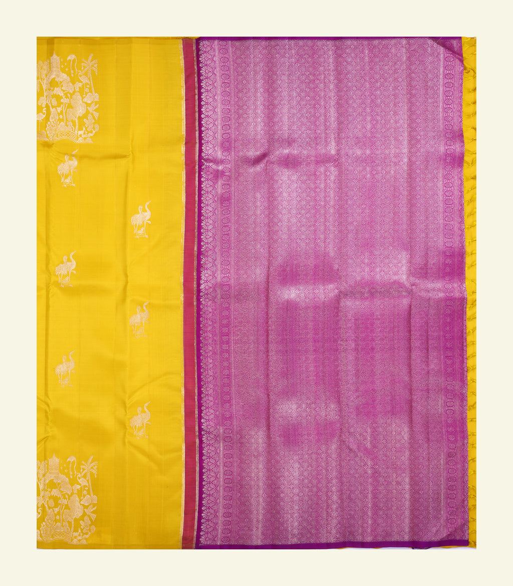 Yellow Handloom Silk Saree