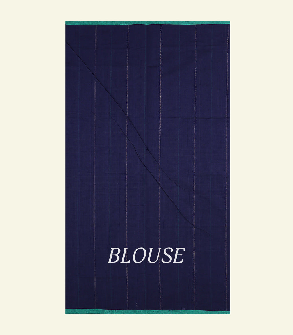 Navy Blue Handloom Cotton Saree