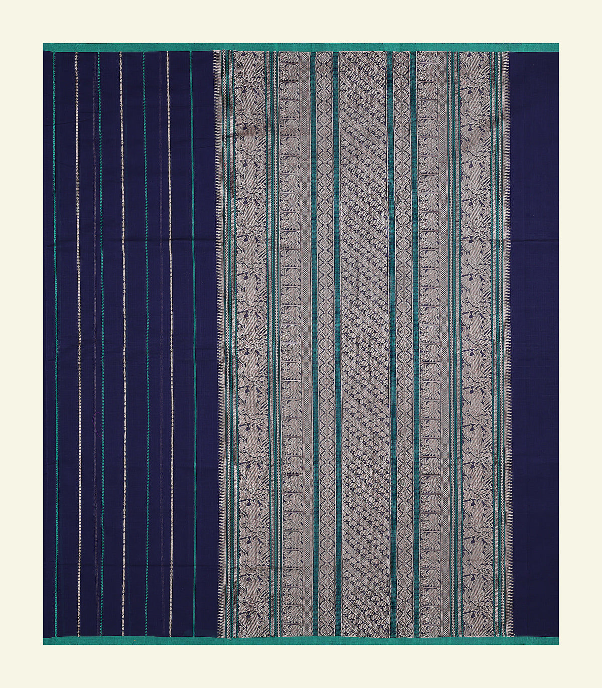 Navy Blue Handloom Cotton Saree