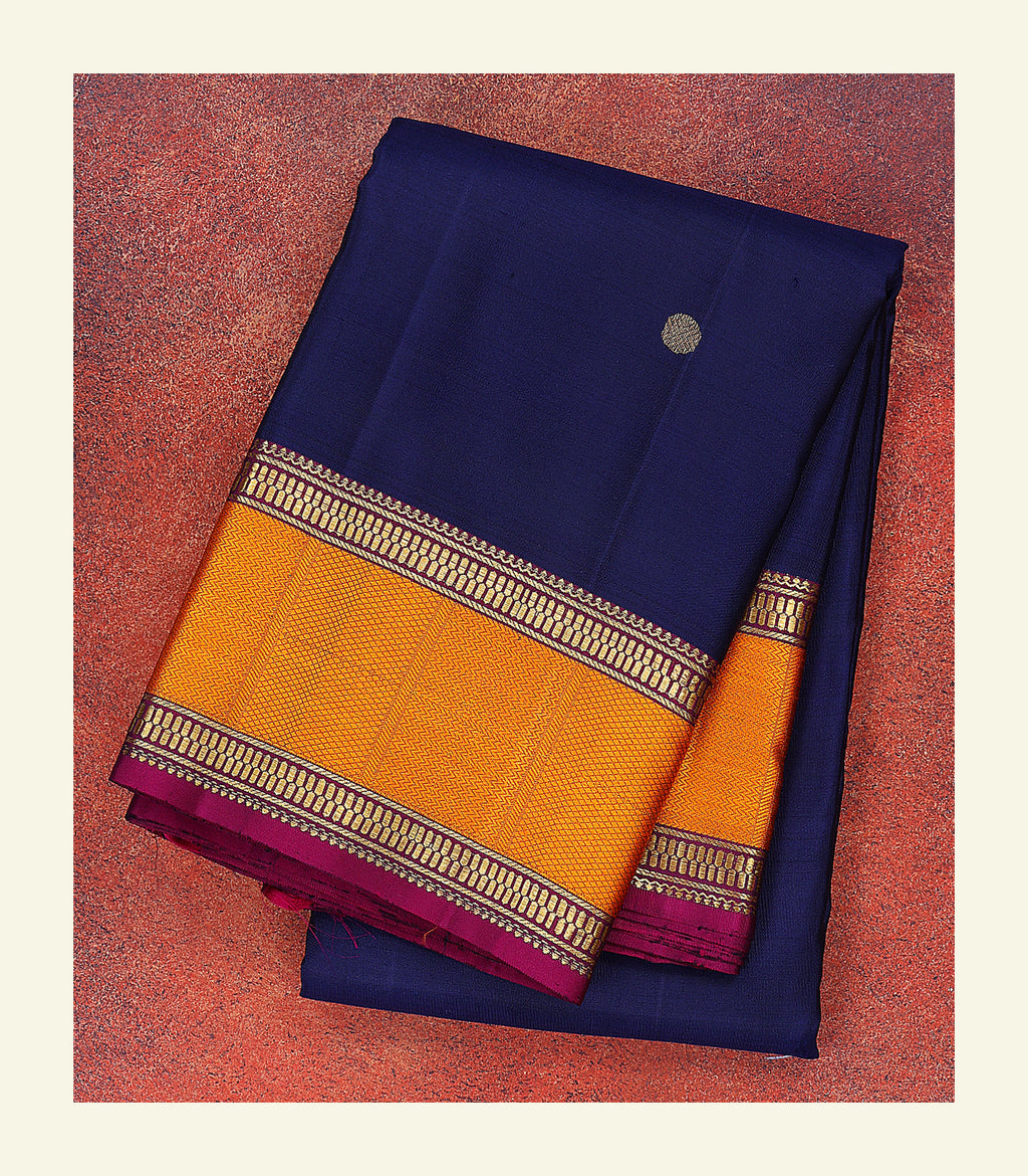 Navy Blue Handloom Silk Saree