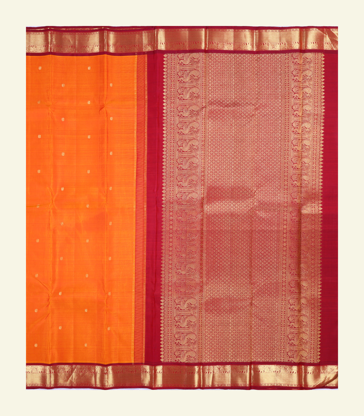 Orange Geti Pet Handloom Silk Saree