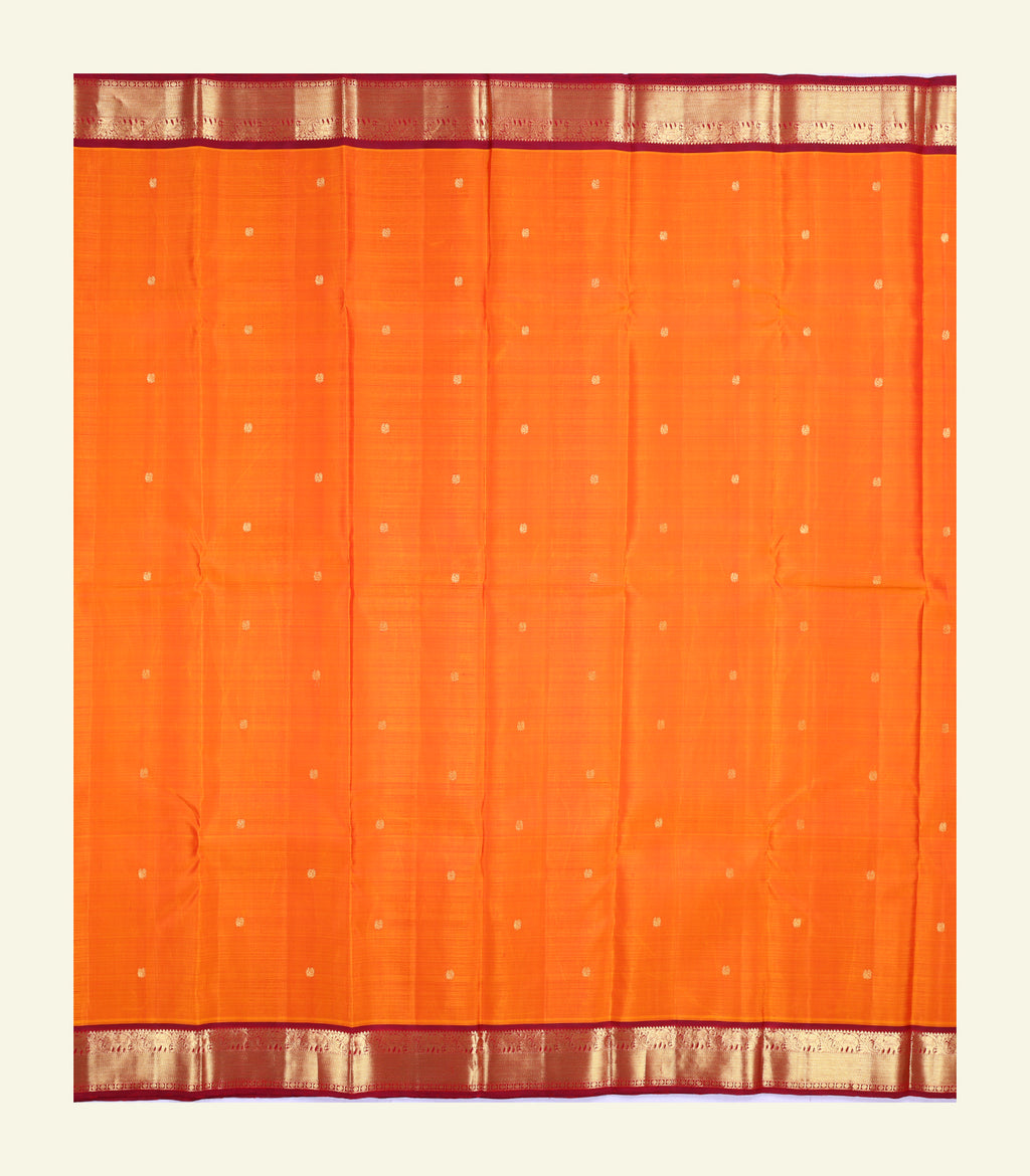 Orange Geti Pet Handloom Silk Saree