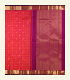Orange Checkered Handloom Silk Saree