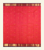 Orange Checkered Handloom Silk Saree