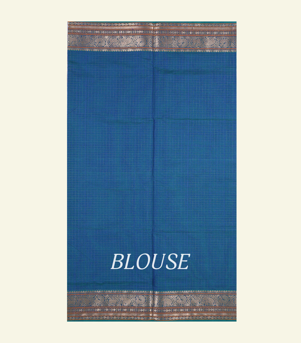 Peacock Blue Handloom Cotton Saree