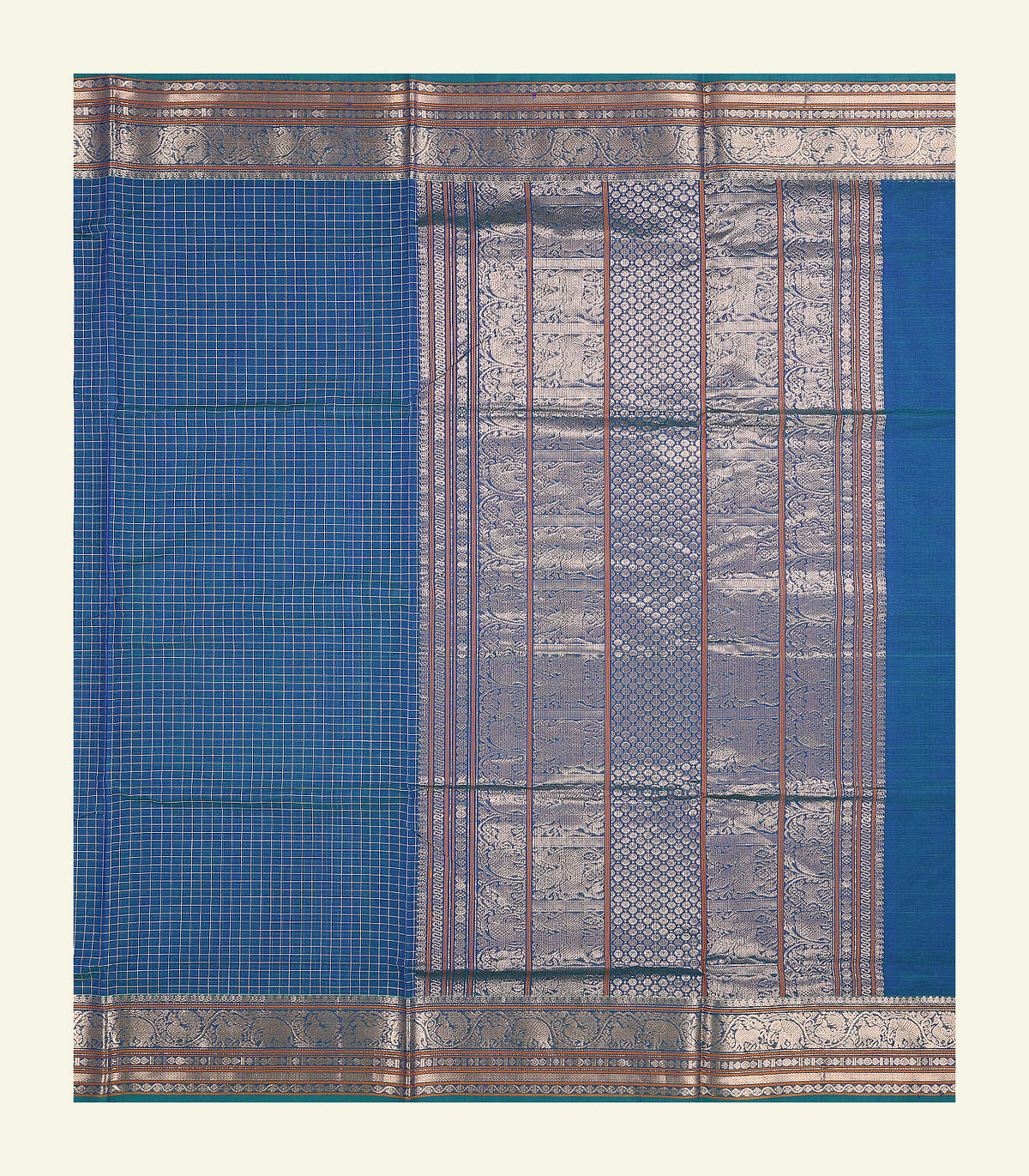 Peacock Blue Handloom Cotton Saree
