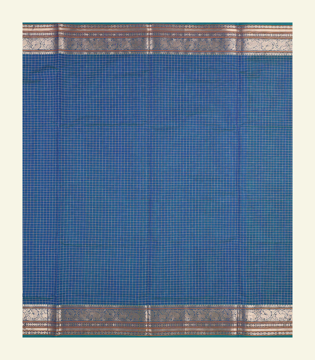 Peacock Blue Handloom Cotton Saree