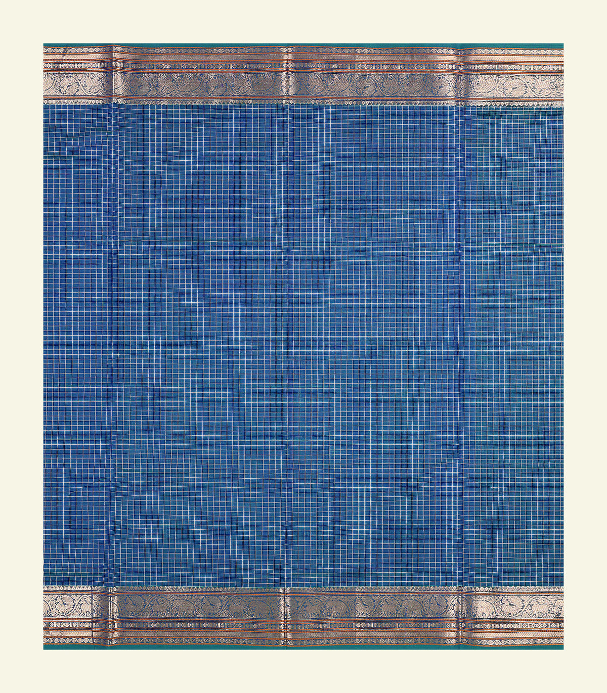 Peacock Blue Handloom Cotton Saree