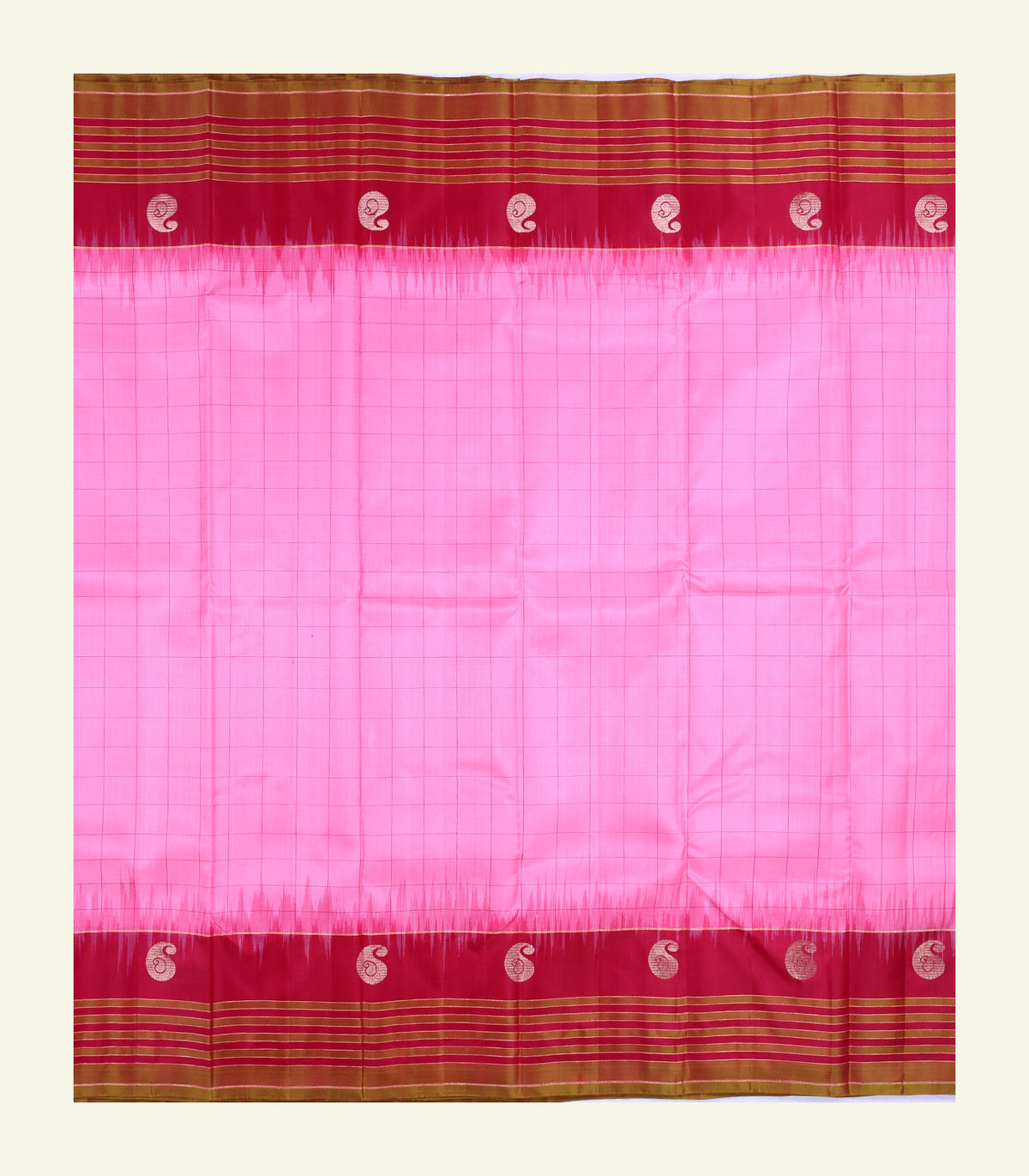 Pink Checkered Silk Saree