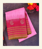 Pink Checkered Silk Saree