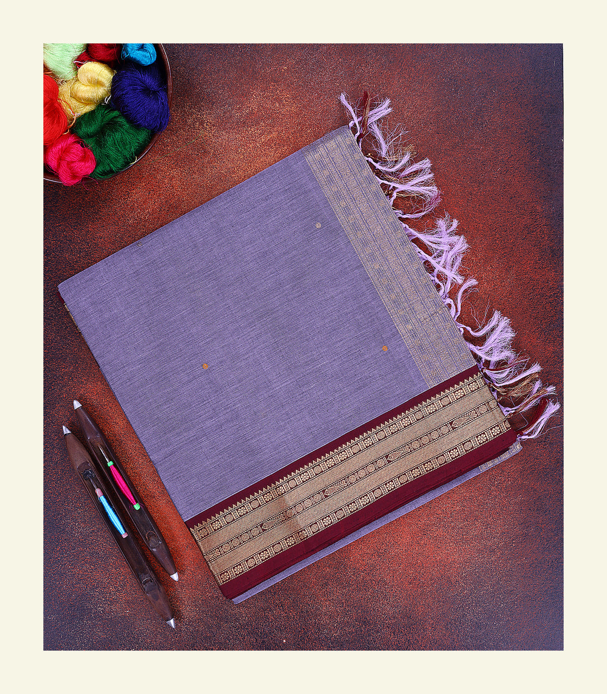 Lavender Handloom Cotton Saree
