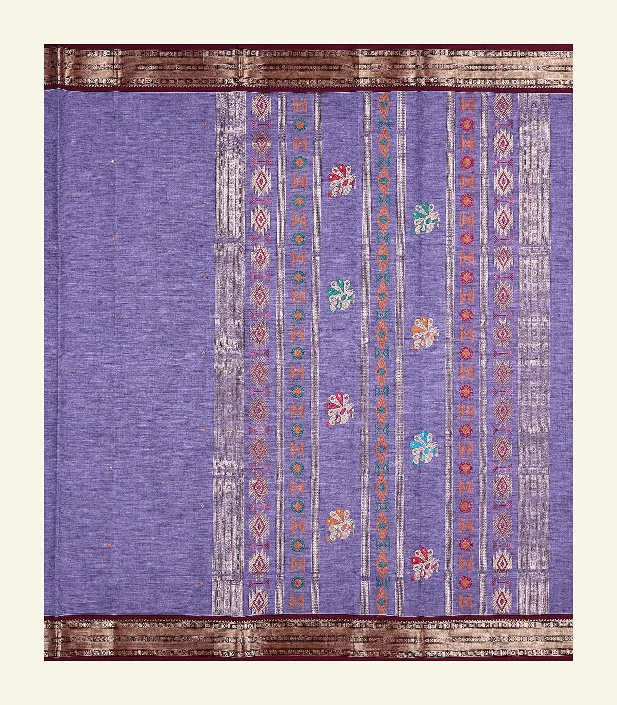 Lavender Handloom Cotton Saree