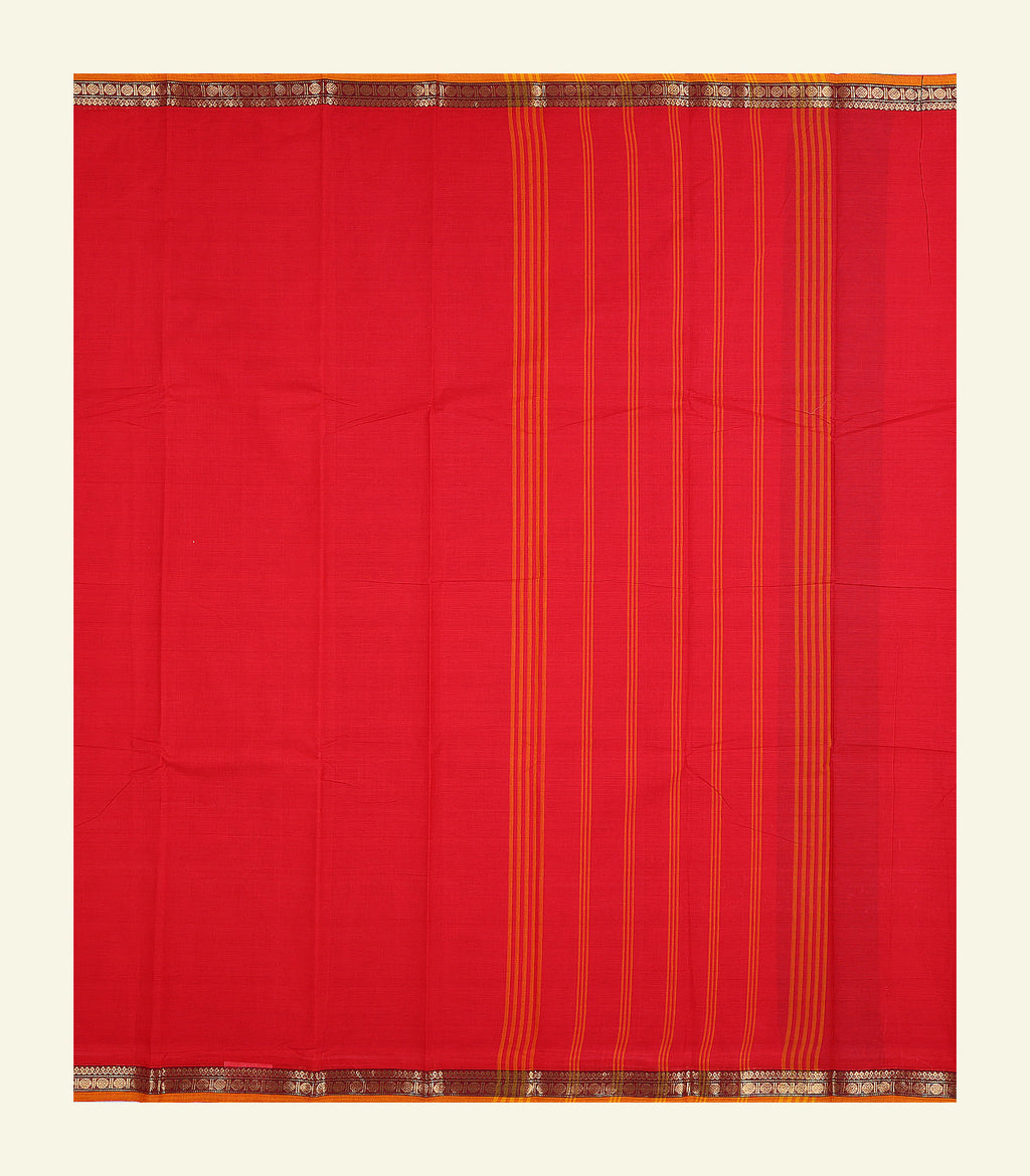 Red Plain Cotton Saree