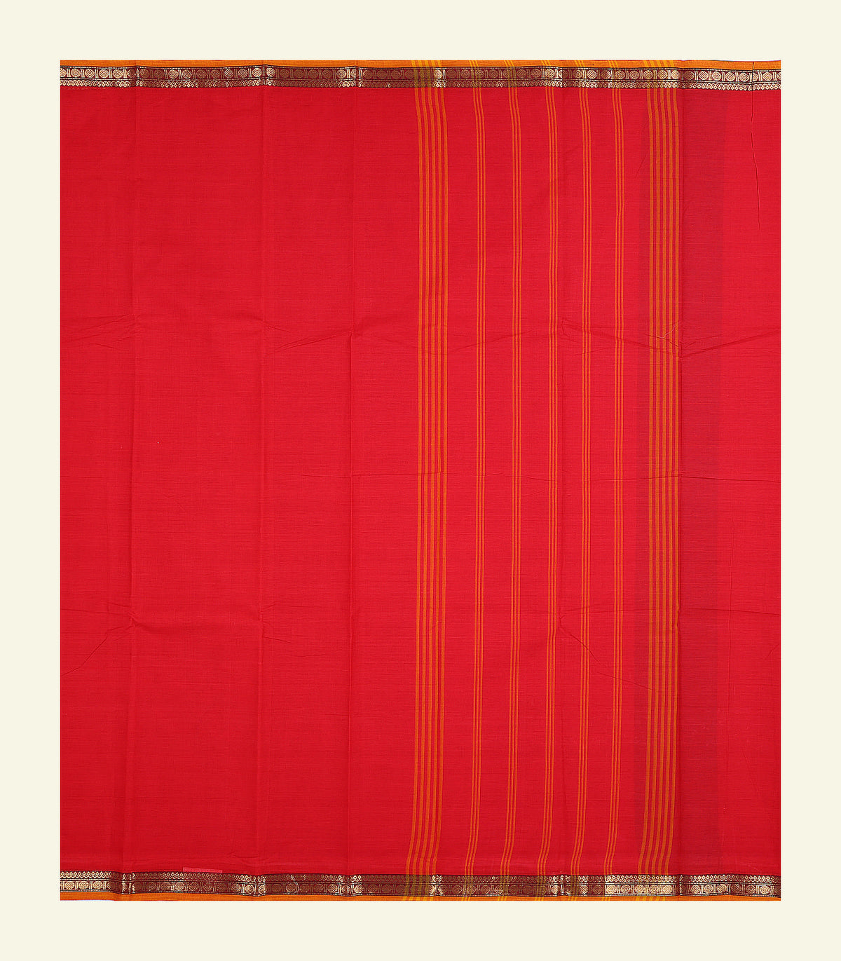 Red Plain Cotton Saree