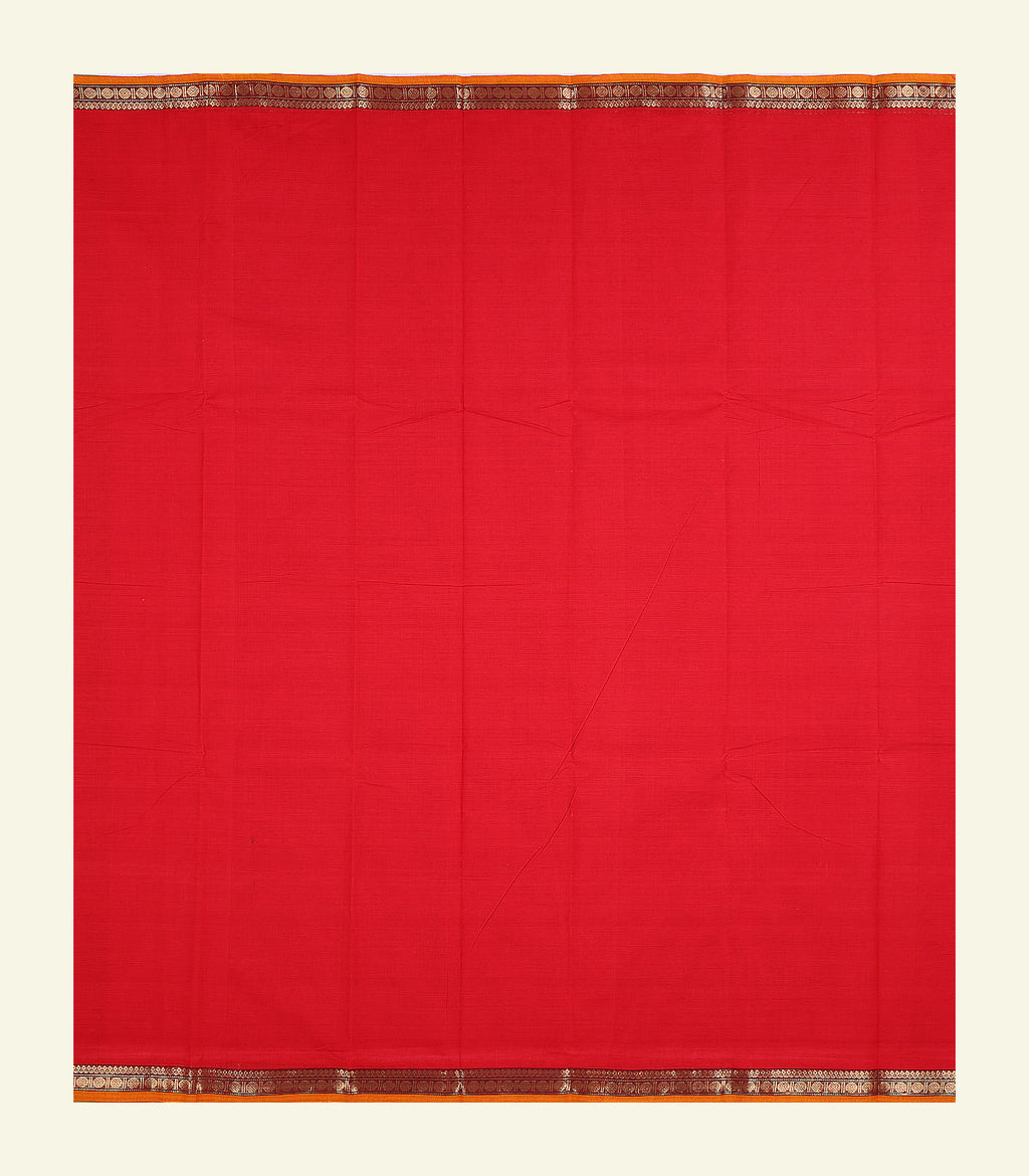 Red Plain Cotton Saree