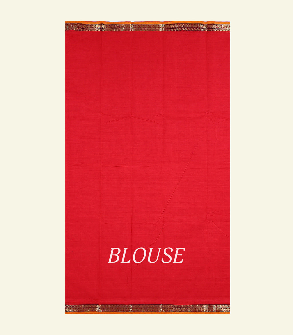 Red Plain Cotton Saree