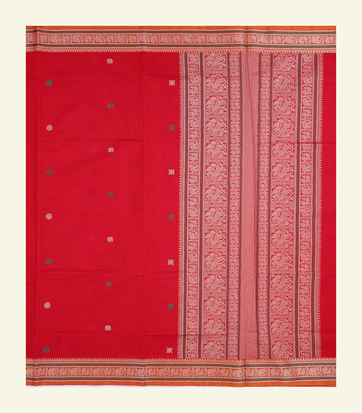 Brick Red Handloom Cotton Saree