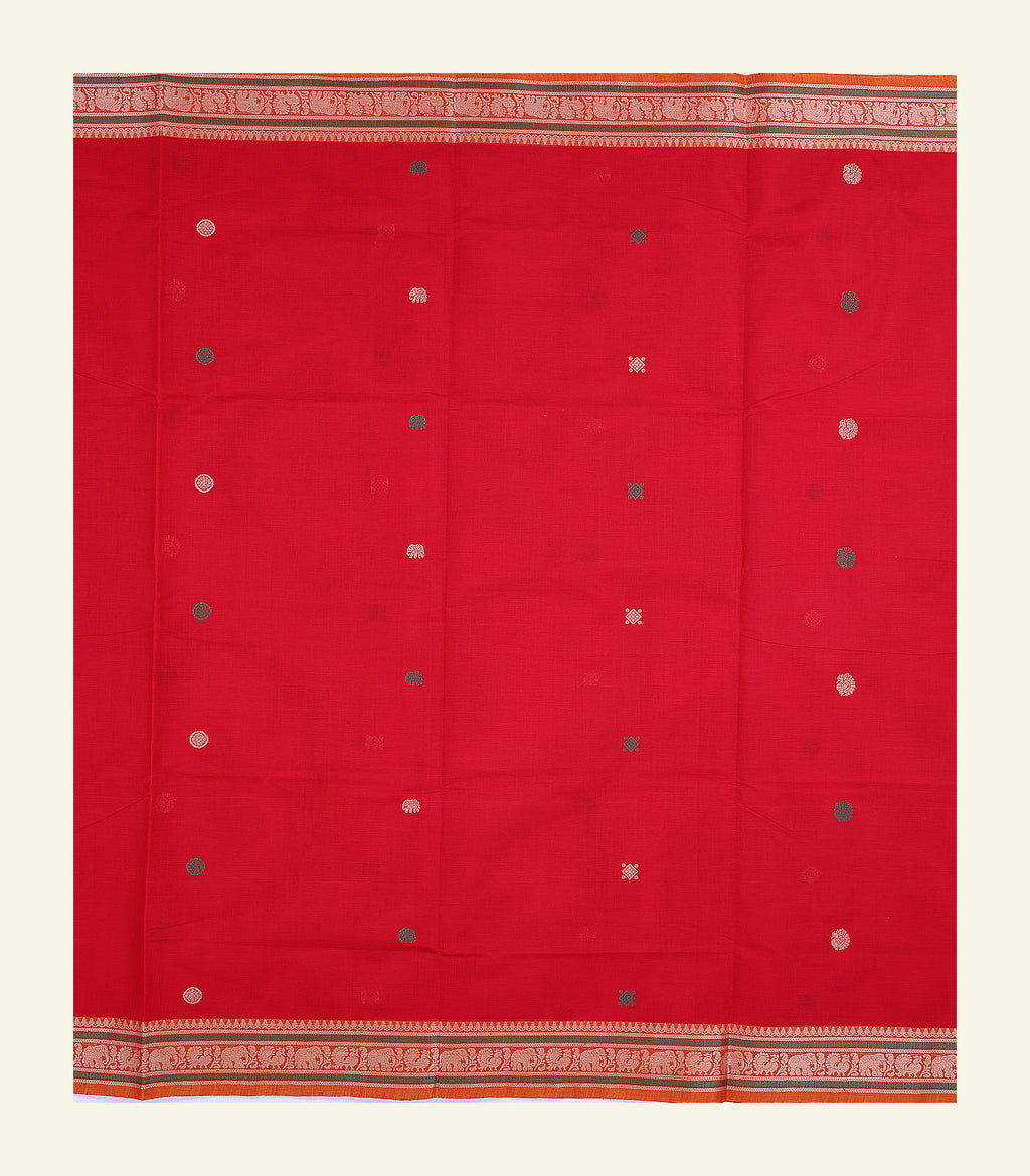 Brick Red Handloom Cotton Saree