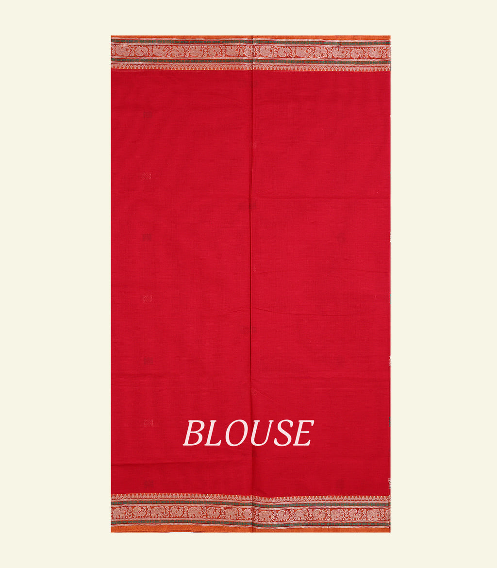 Brick Red Handloom Cotton Saree