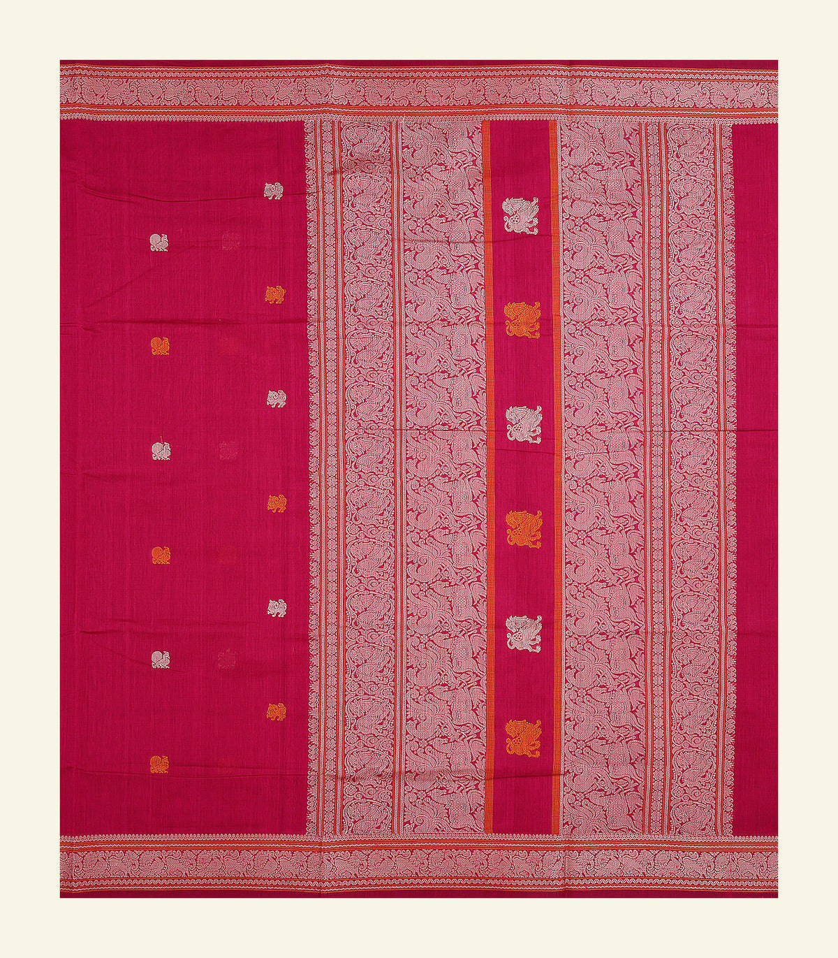 Ruby Red Handloom Cotton Saree
