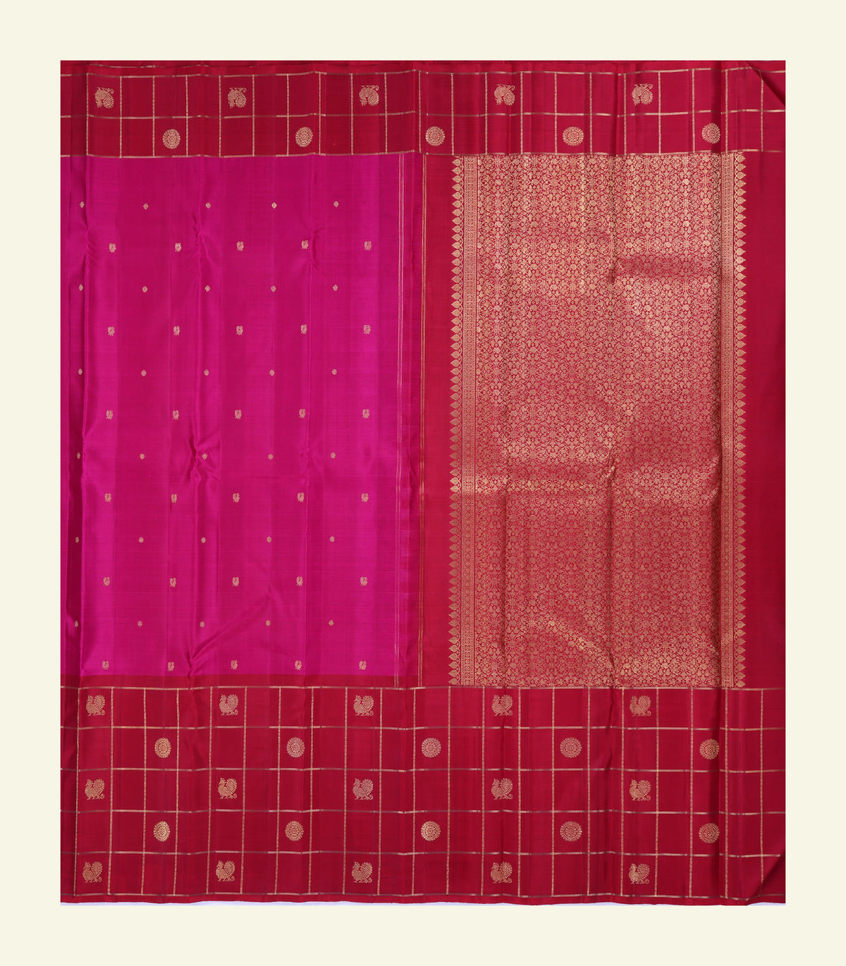 Rani Red Handloom Silk Saree