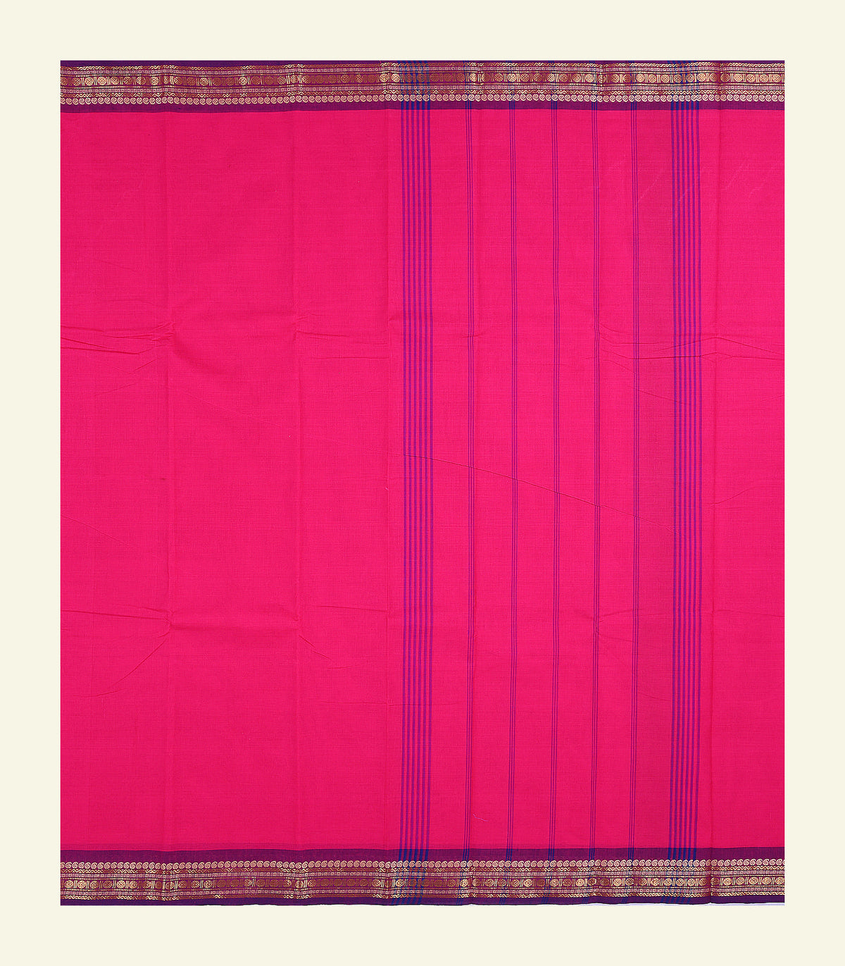 Pink Plain Cotton Saree