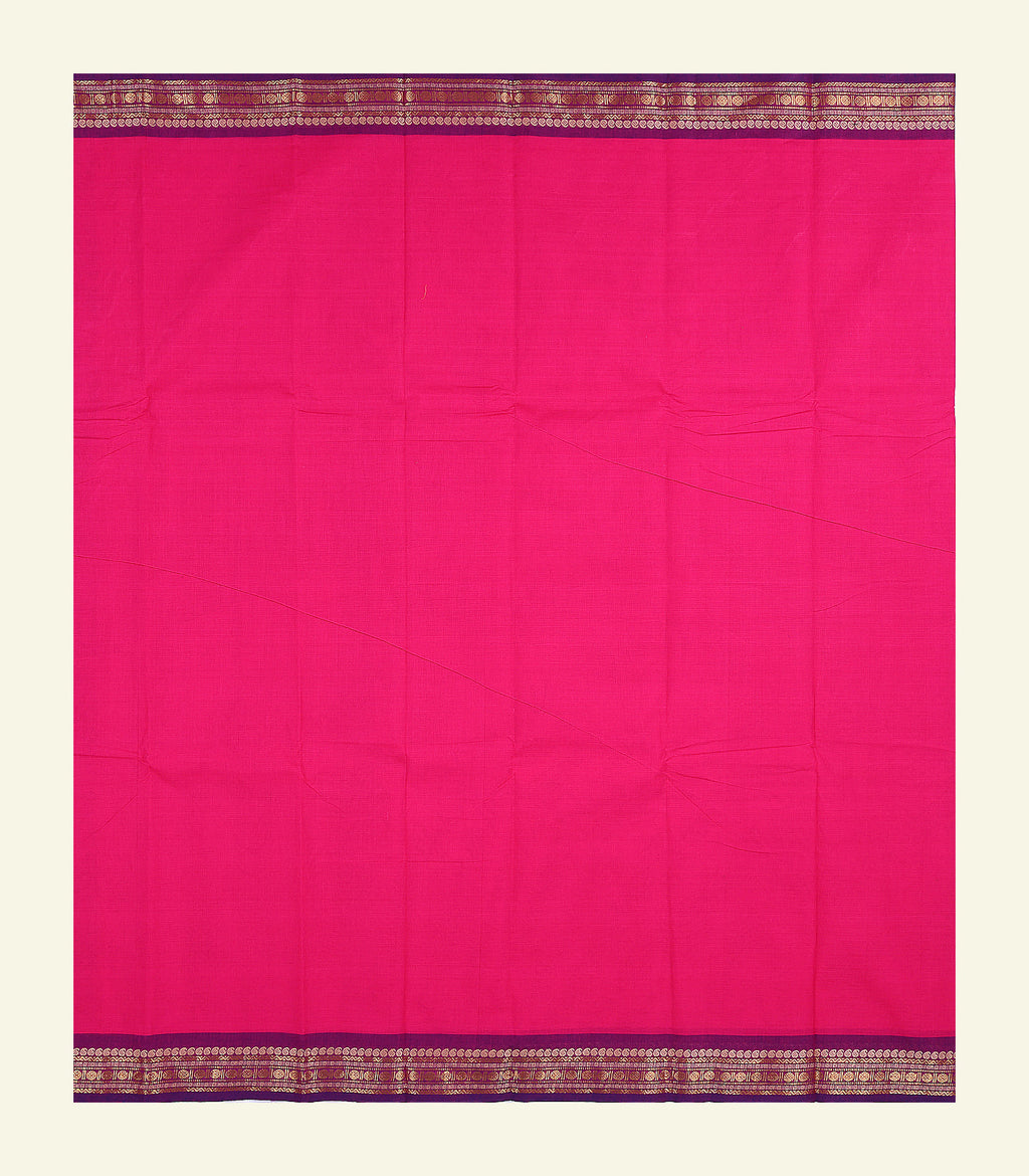 Pink Plain Cotton Saree