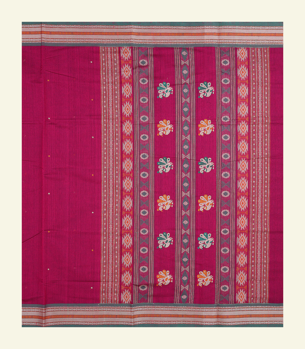 Raspberry Pink Handloom Cotton Saree