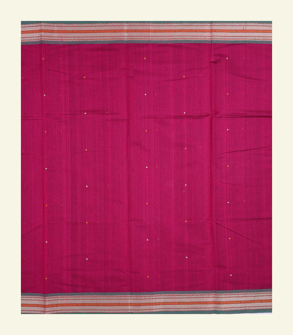 Raspberry Pink Handloom Cotton Saree