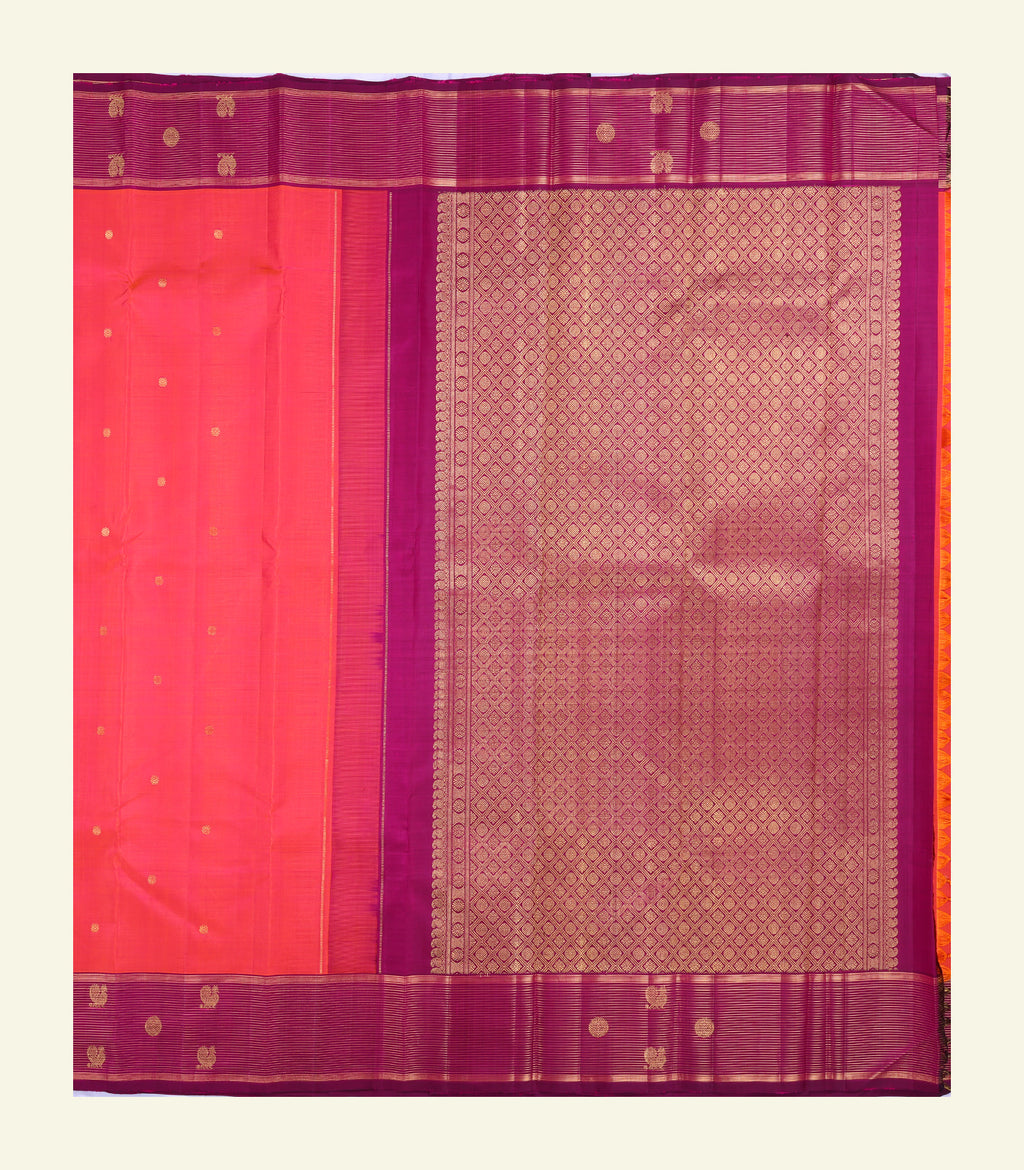 Coral Pink Handloom Silk Saree