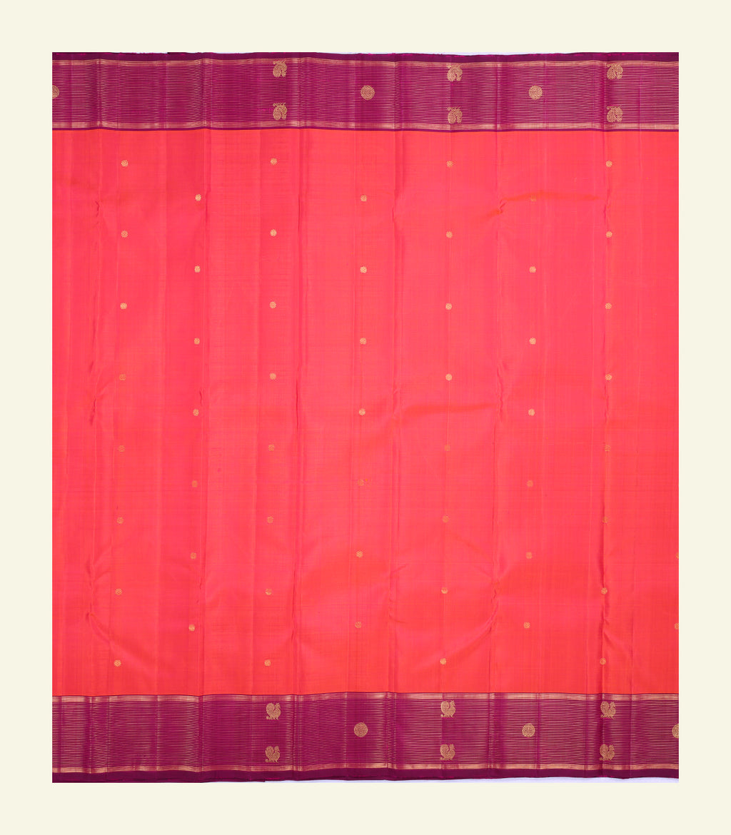 Coral Pink Handloom Silk Saree