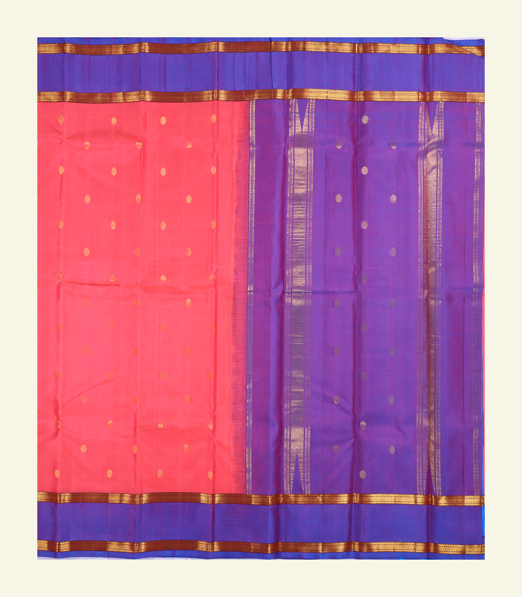 Coral Pink Handloom Silk Saree