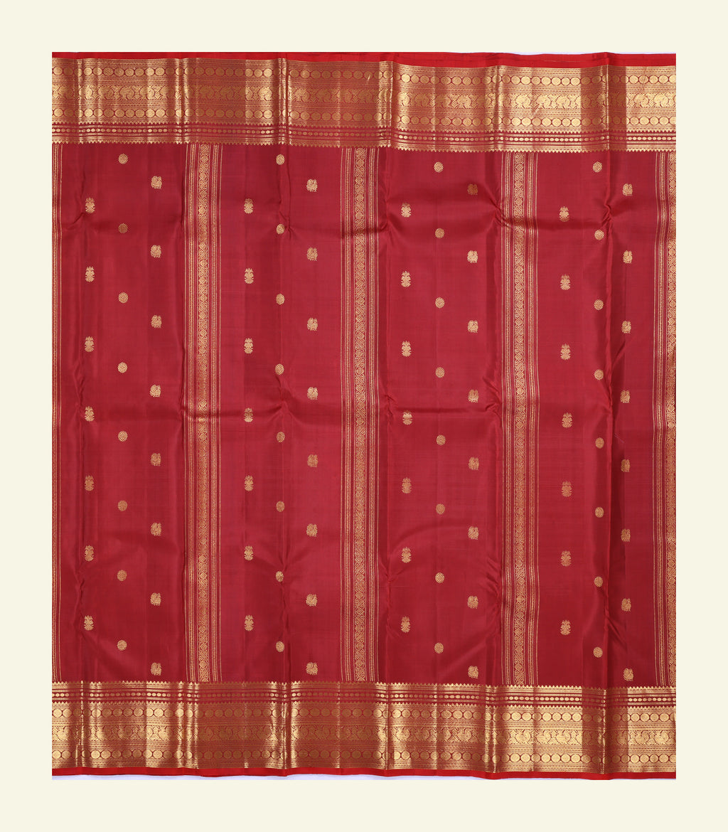 Brick Red Handloom Silk Saree