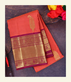 Coral Orange Handloom Silk Saree