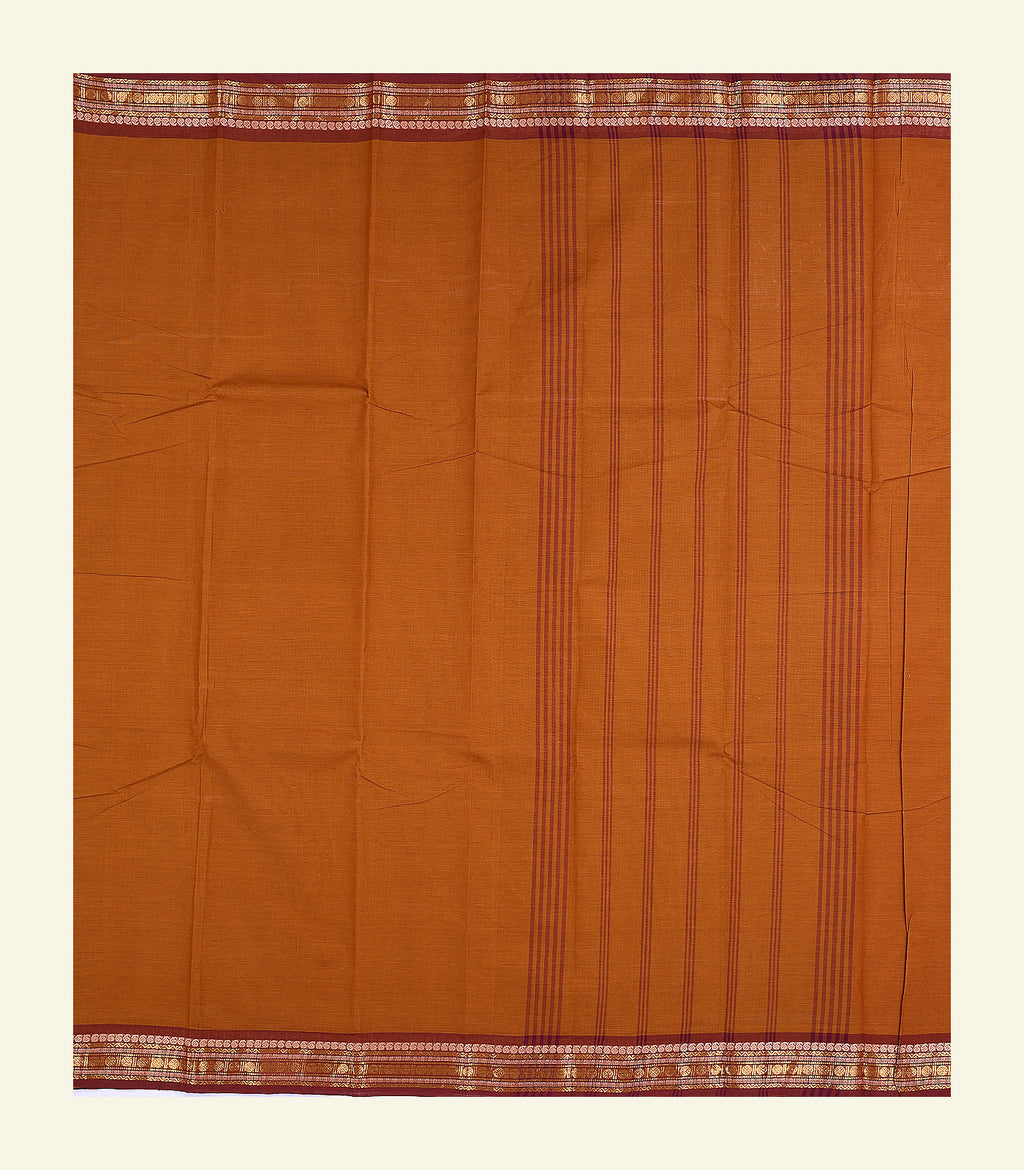 Rust Orange Cotton Saree