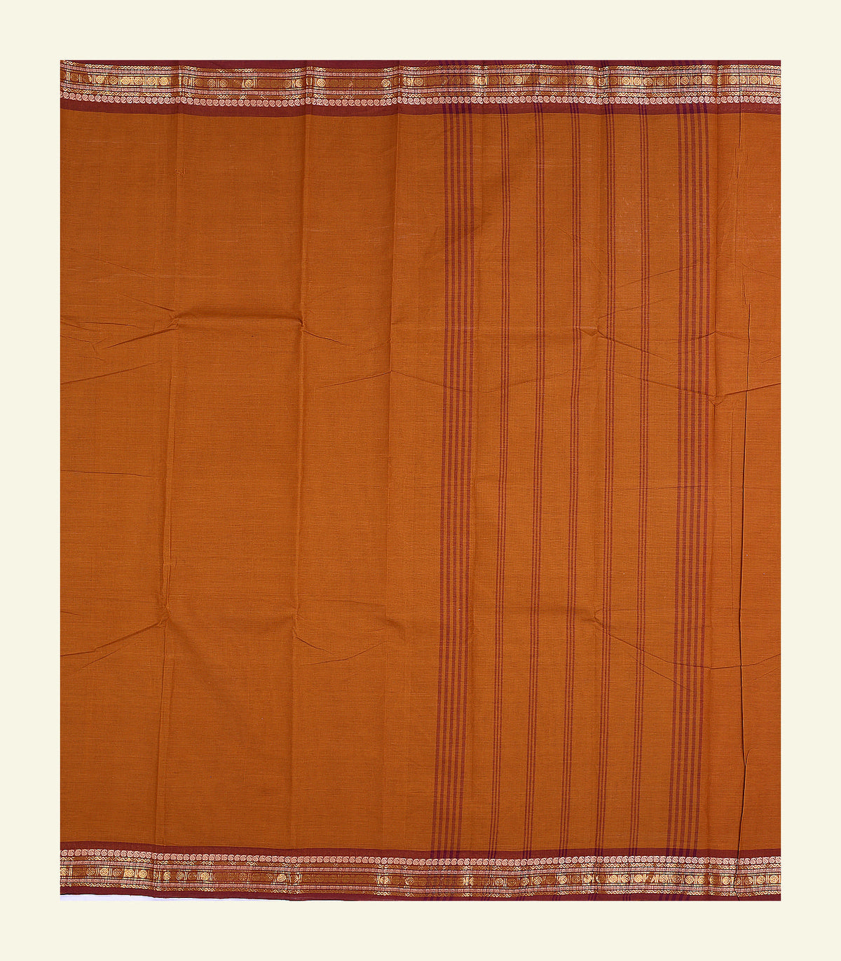 Rust Orange Cotton Saree
