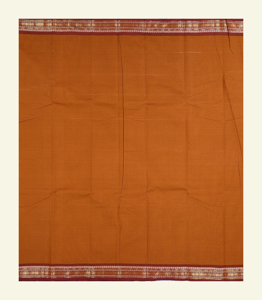 Rust Orange Cotton Saree