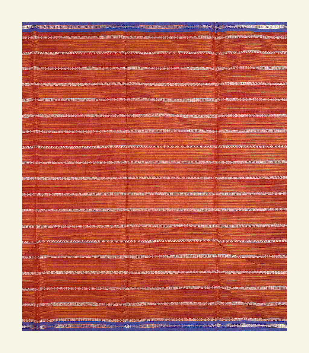Rust Orange Velthari Handloom Cotton Saree
