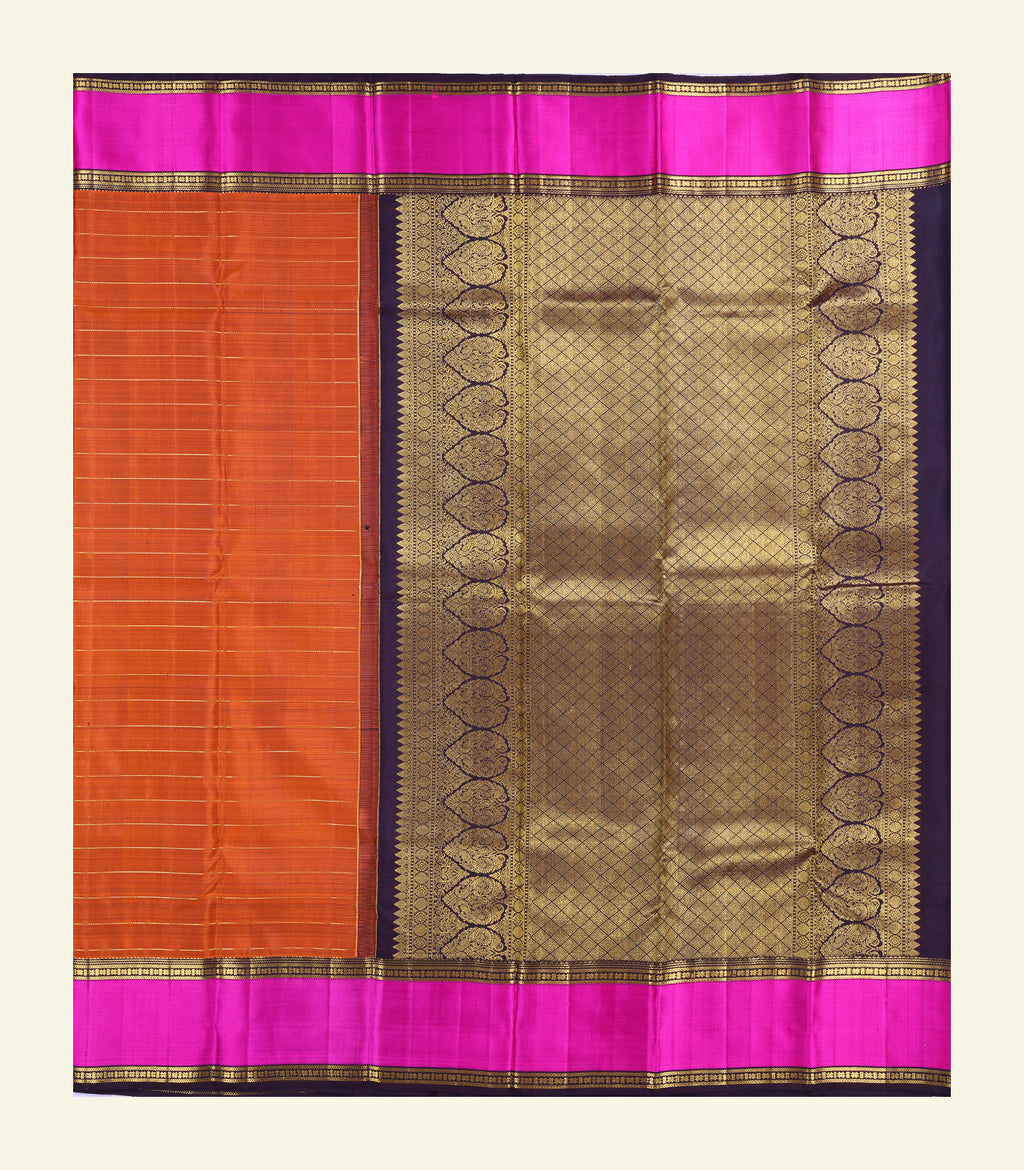 Rustic Orange Handloon Silk Saree