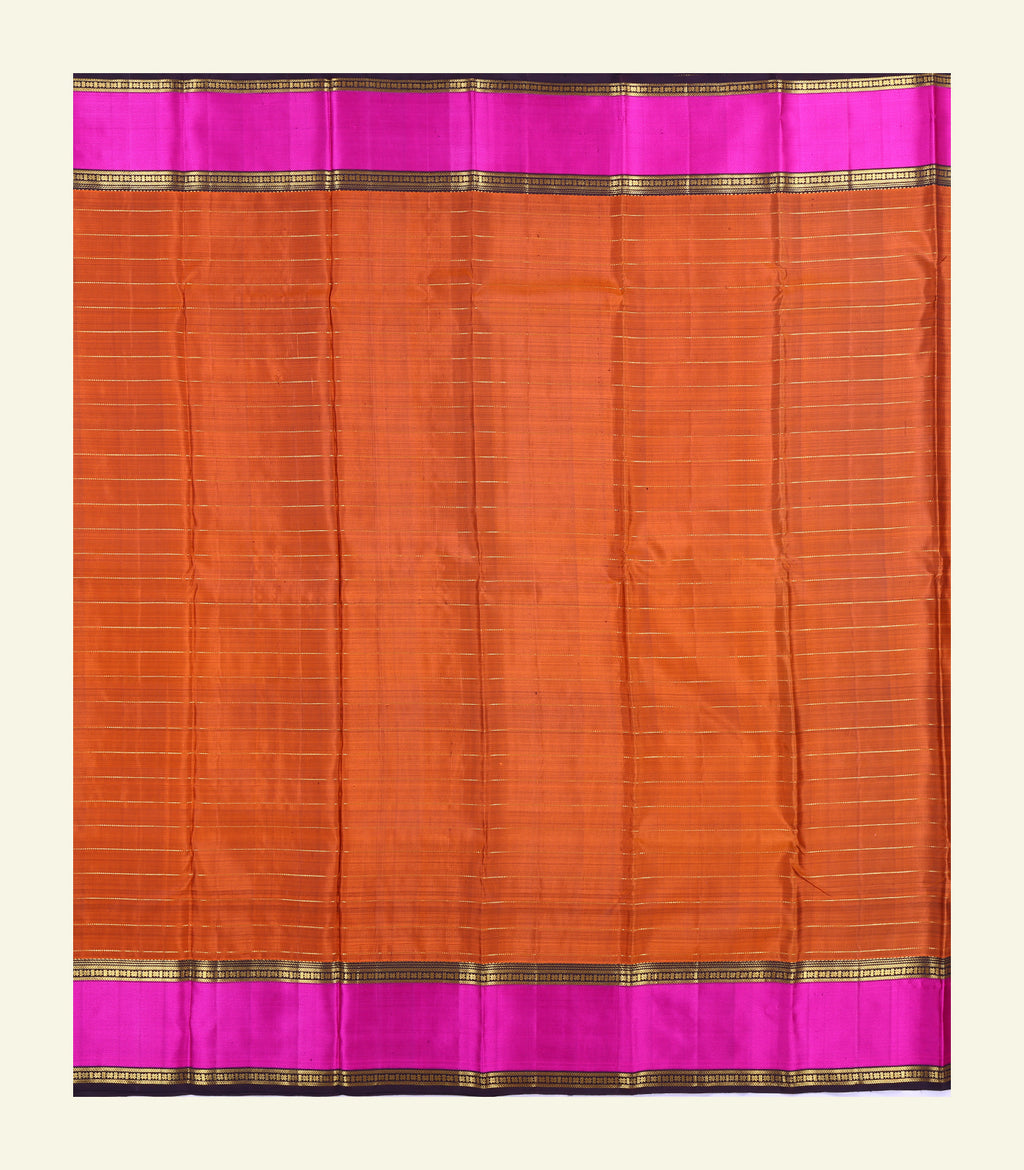 Rustic Orange Handloon Silk Saree