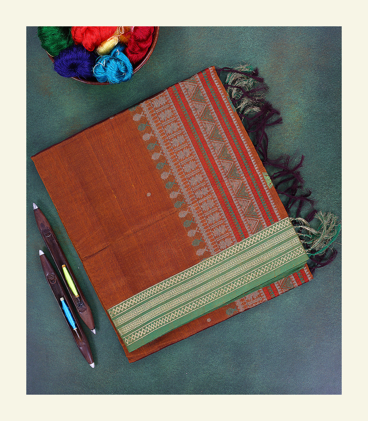 Rust Orange Silk Cotton Saree