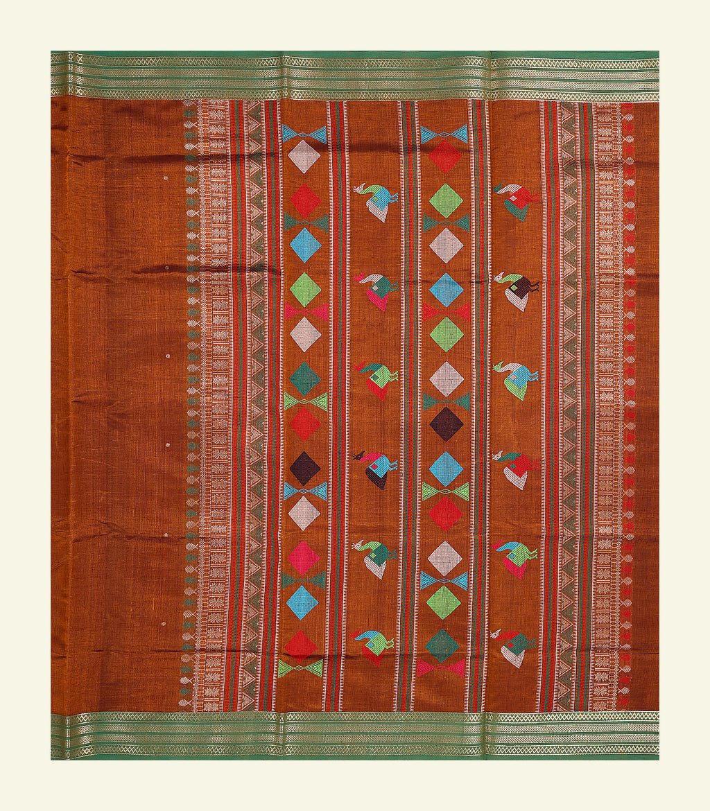 Rust Orange Silk Cotton Saree