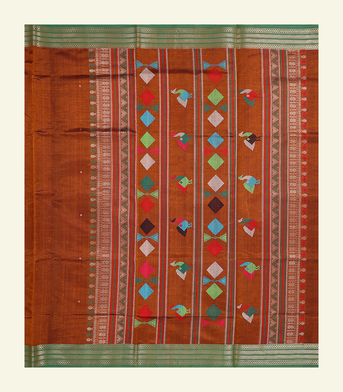 Rust Orange Silk Cotton Saree