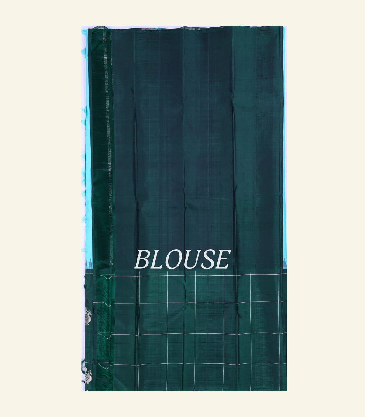 Turquoise & Bottle Green Handloom Silk Saree