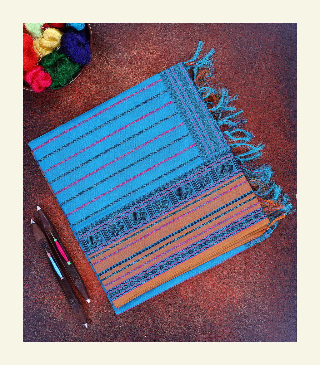 Sky Blue Velthari Cotton Saree